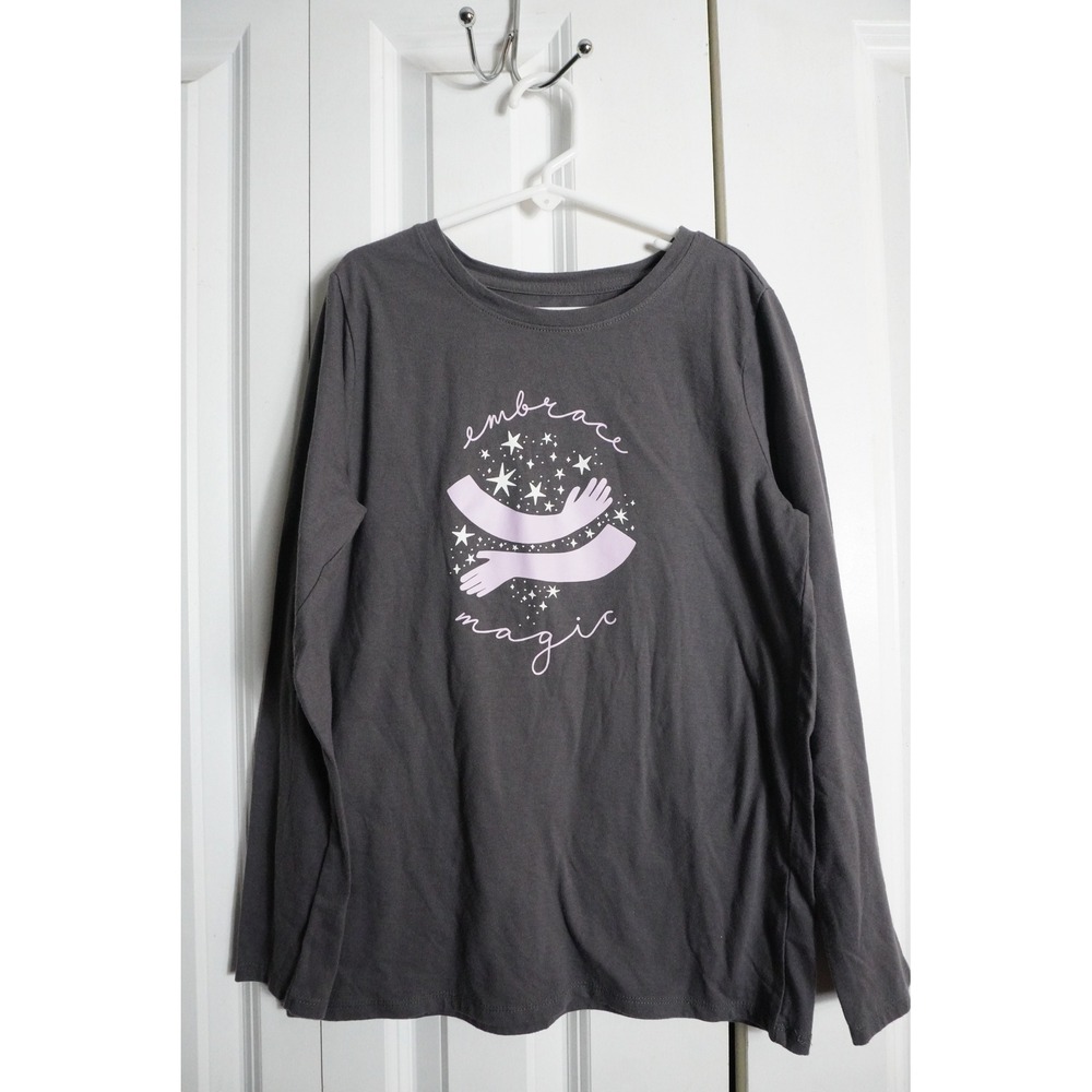 Cat & Jack Long Sleeve Shirt Size L 10/12 Celestial Embrace Magic Charcoal Grey
